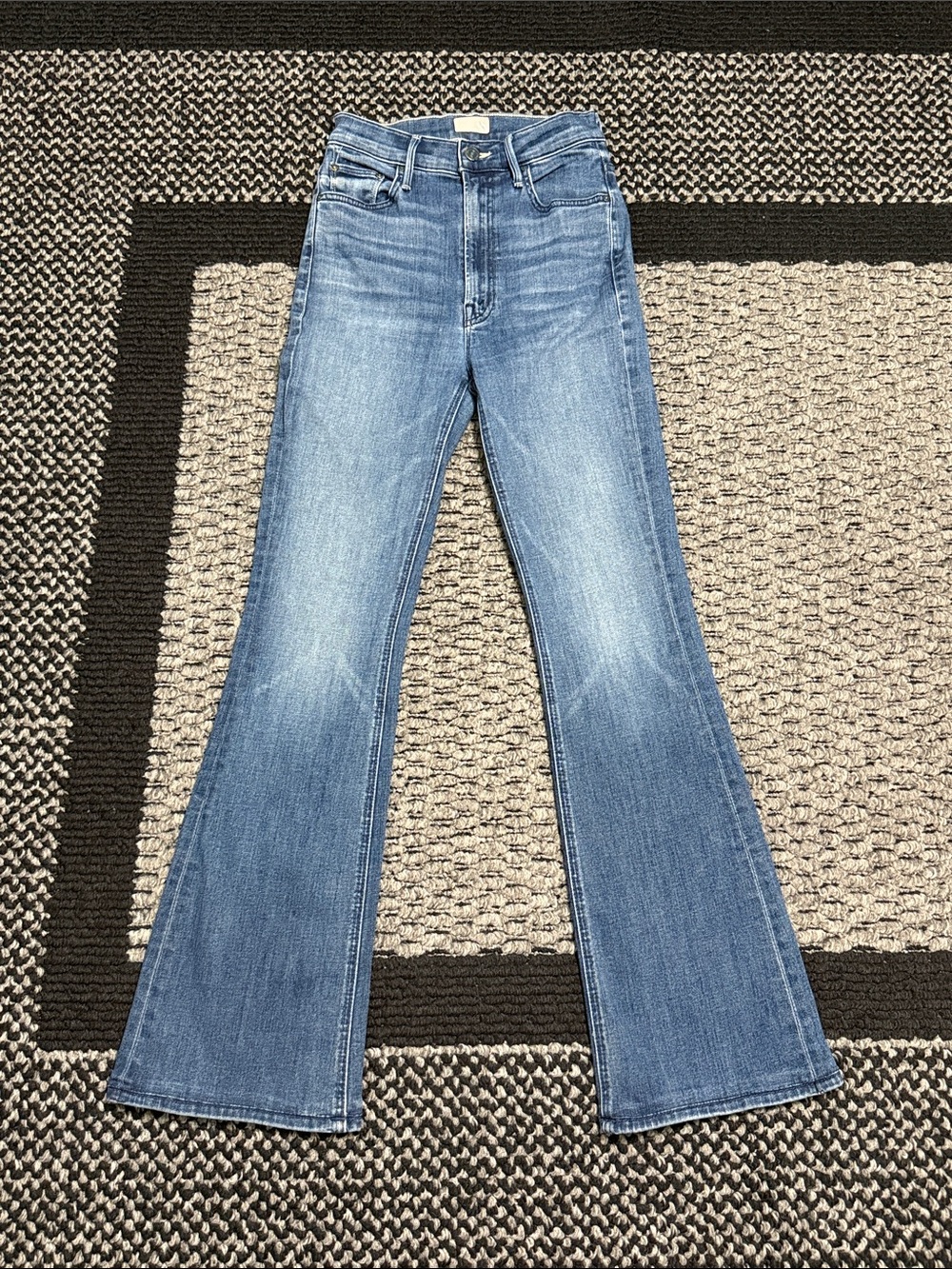 MOTHER The Mellow Drama Anchor Point Jeans 25 High Rise Flare Stretch Denim